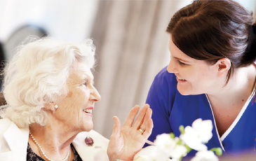 care home residents and Staff Smiling