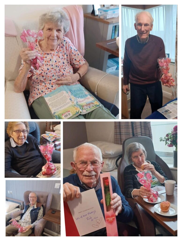 A collage of residents enjoying the valentines celebrations