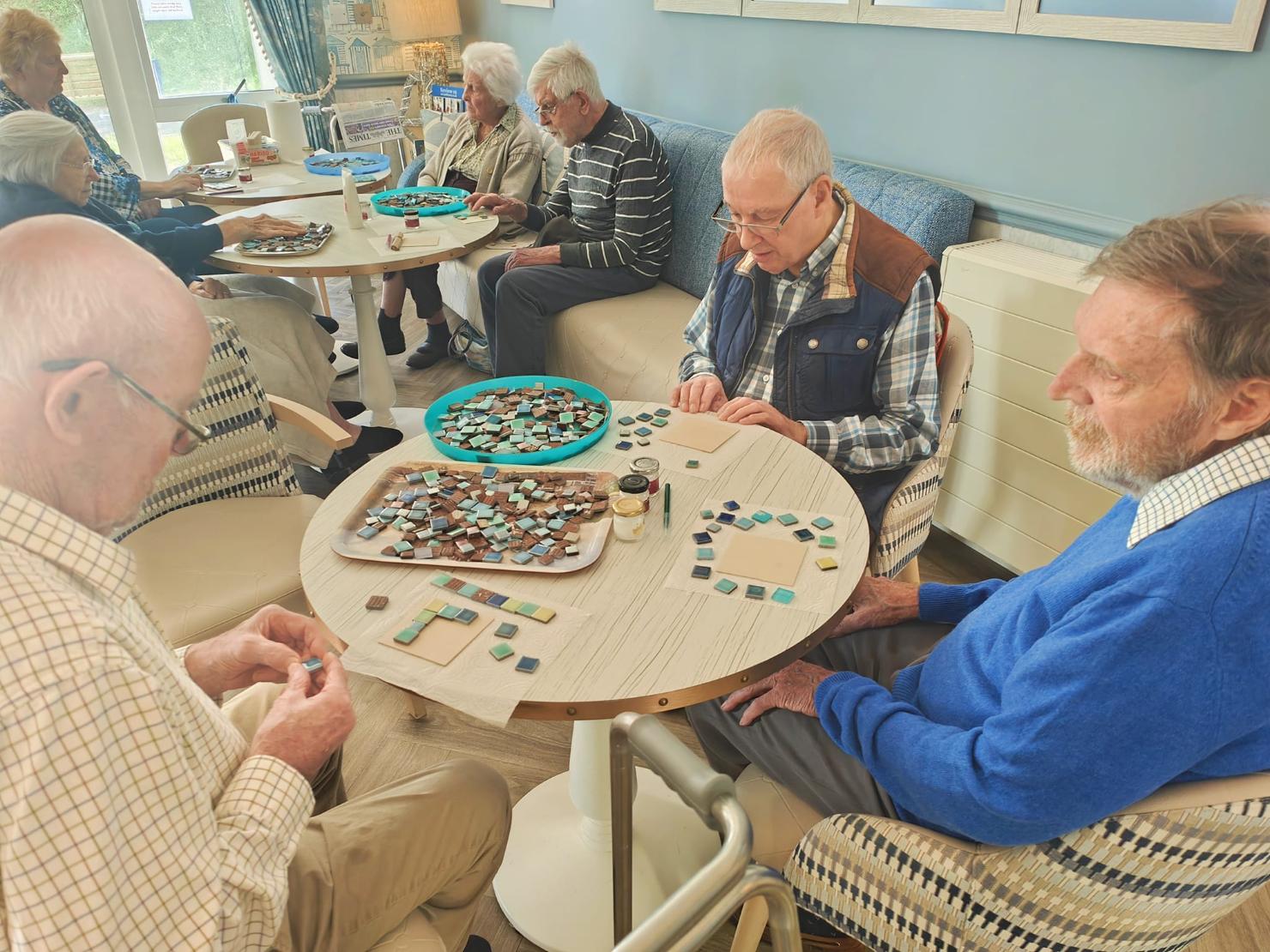 residents making crafts