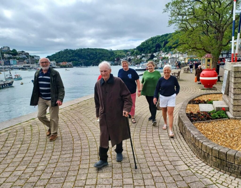 residents on a walk outside